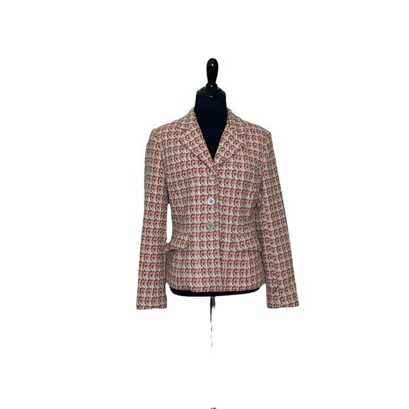Talbots Pink Cream woven tweed woven blazer size 4P - Picture 5 of 8
